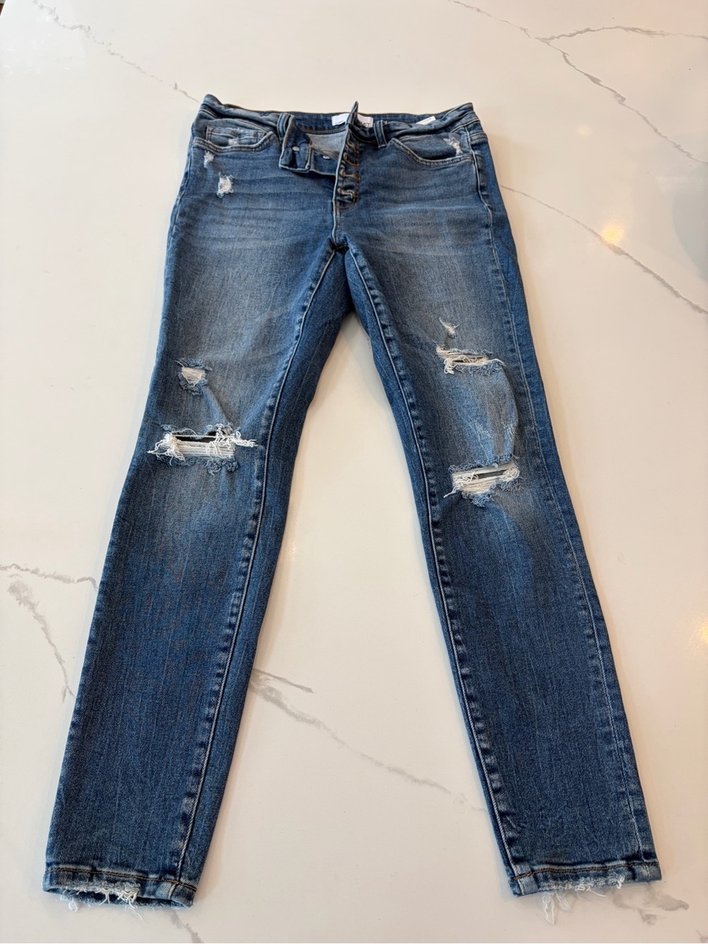Vervet Distressed Mid-Blue Women's Skinny Jeans - Size 29